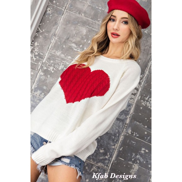 ❤️LAST! Cable Knit Heart Contrast Soft Sweater! - Picture 3 of 13